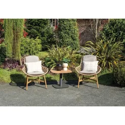 Castello lounge fauteuil - light teak look - natural rotan-merino sand