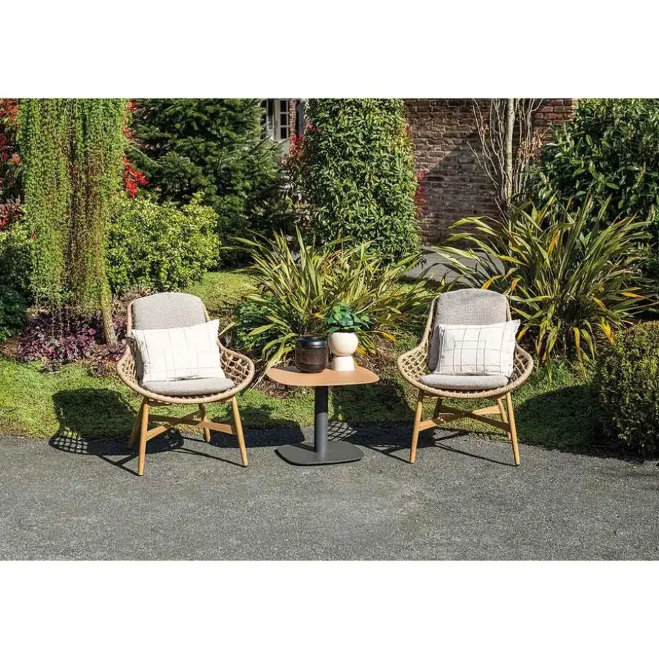 Castello lounge fauteuil - light teak look - natural rotan-merino sand