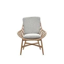 Castello lounge fauteuil - light teak look - natural rotan-merino sand