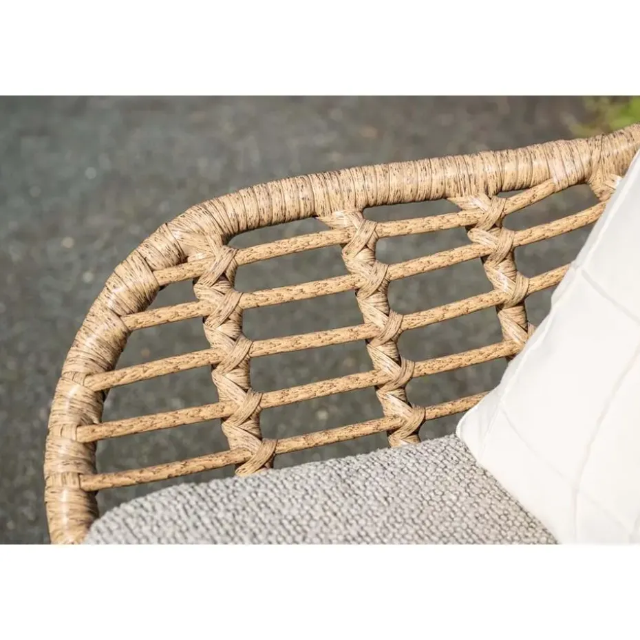Castello lounge fauteuil - light teak look - natural rotan-merino sand