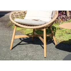 Castello lounge fauteuil - light teak look - natural rotan-merino sand