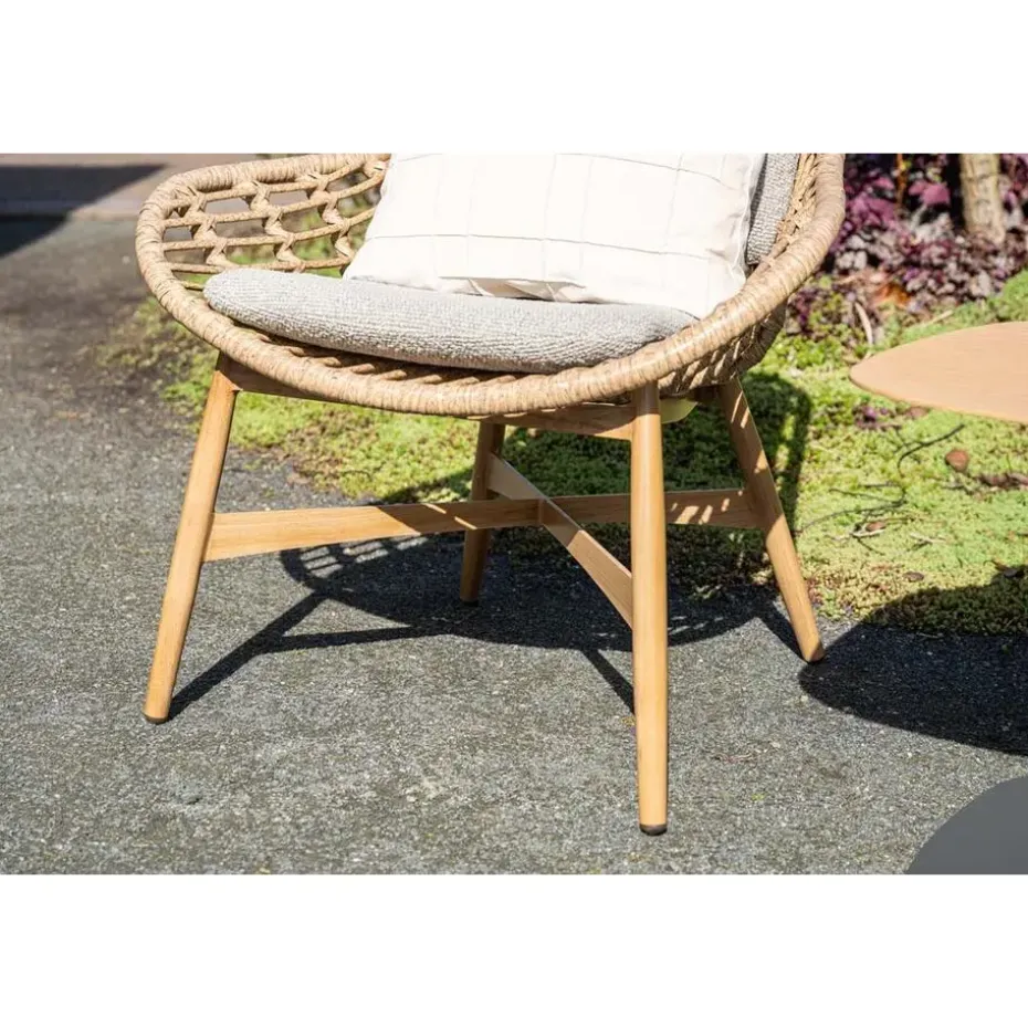 Castello lounge fauteuil - light teak look - natural rotan-merino sand