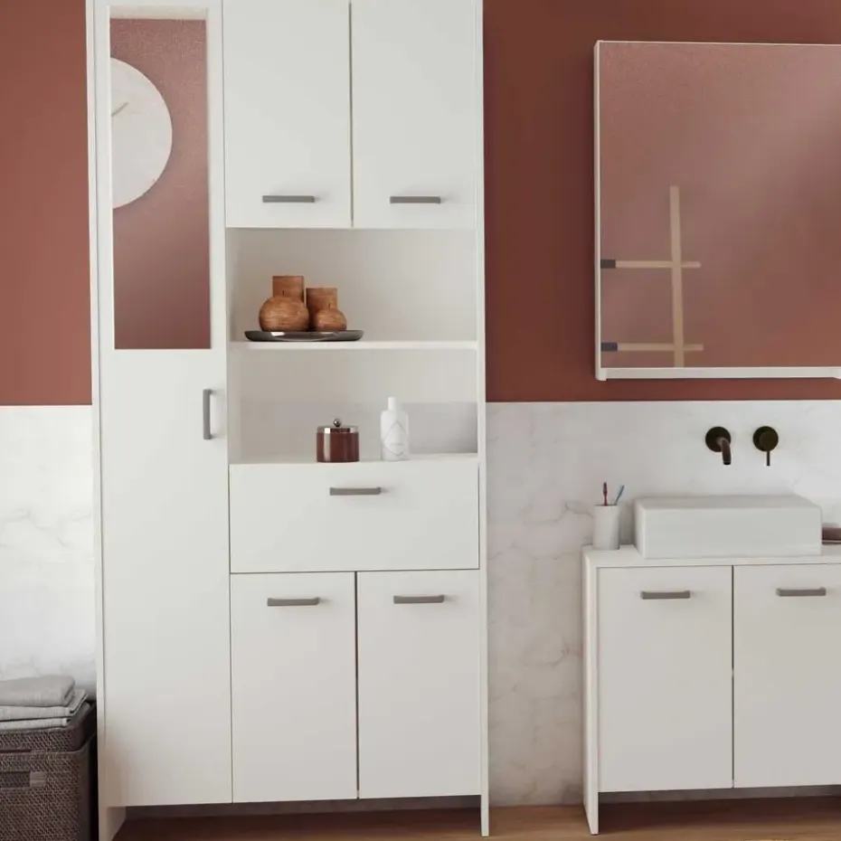 CBA Badkamerkast Coralie - 83,4 x 32,8 x 184,9 cm - Wit