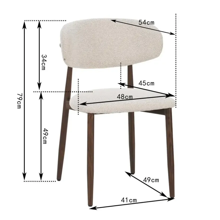 Celia Eetkamerstoelen Set van 4 Beige Walnoot