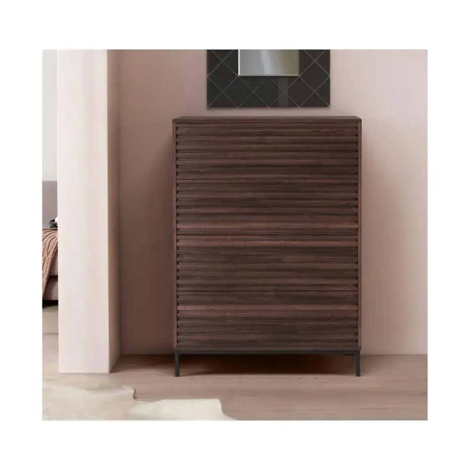 Celine - Commode met 4 laden in walnoot spaanplaat
