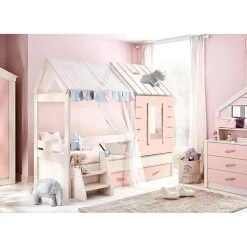 Cento Pink commode ladekast huisje met spiegel meisjeskamer