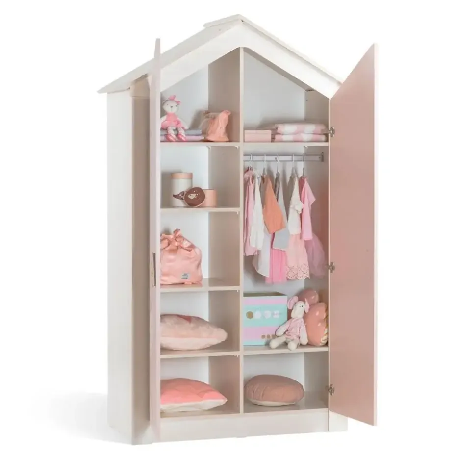 Cento Pink 2-deurs kledingkast huisje meisjeskamer