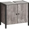 Chris - Onderkast met 2 deuren van beton/zwarte spaanplaat 60 cm