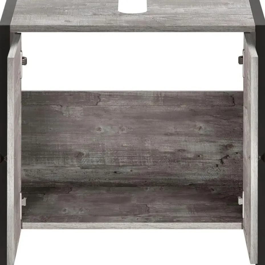 Chris - Onderkast met 2 deuren van beton/zwarte spaanplaat 60 cm