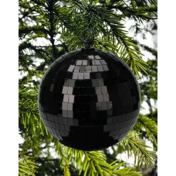 Christmas Decoration kerstbal - disco - 1x - zwart - 18 cm