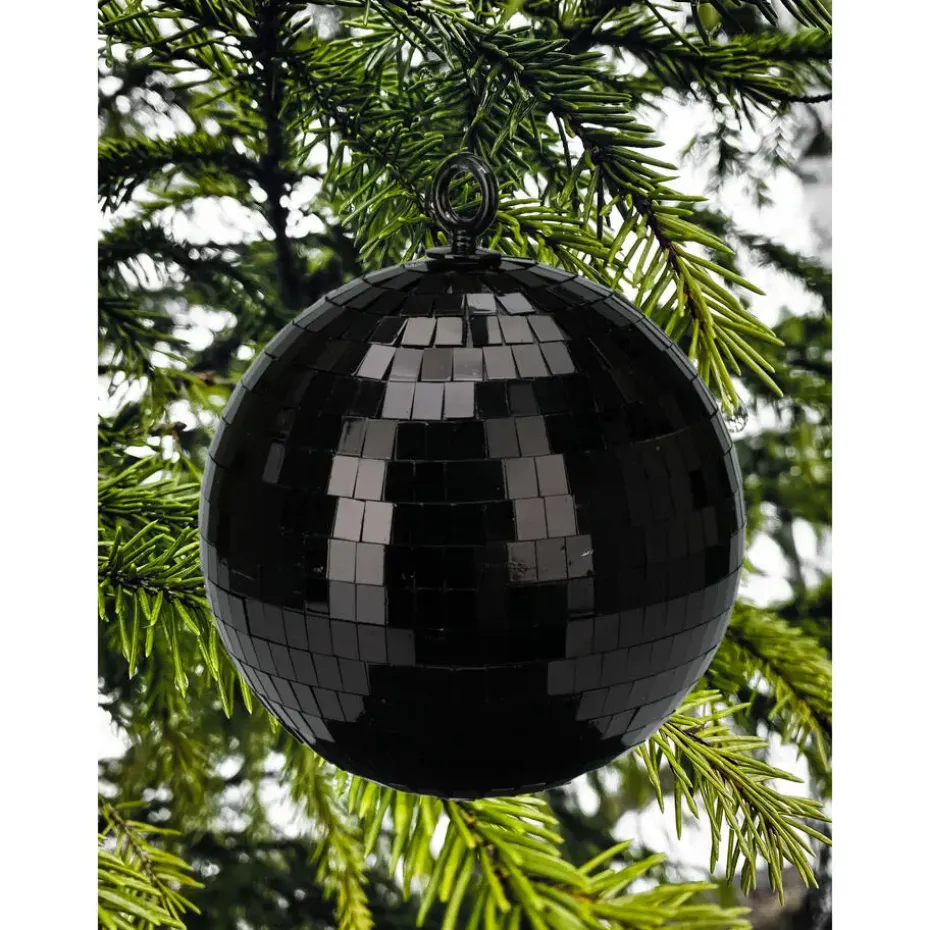 Christmas Decoration kerstbal - disco - 1x - zwart - 18 cm