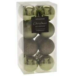 Christmas Decoration Kerstballen - 16st - kunststof - mix groen - 5cm
