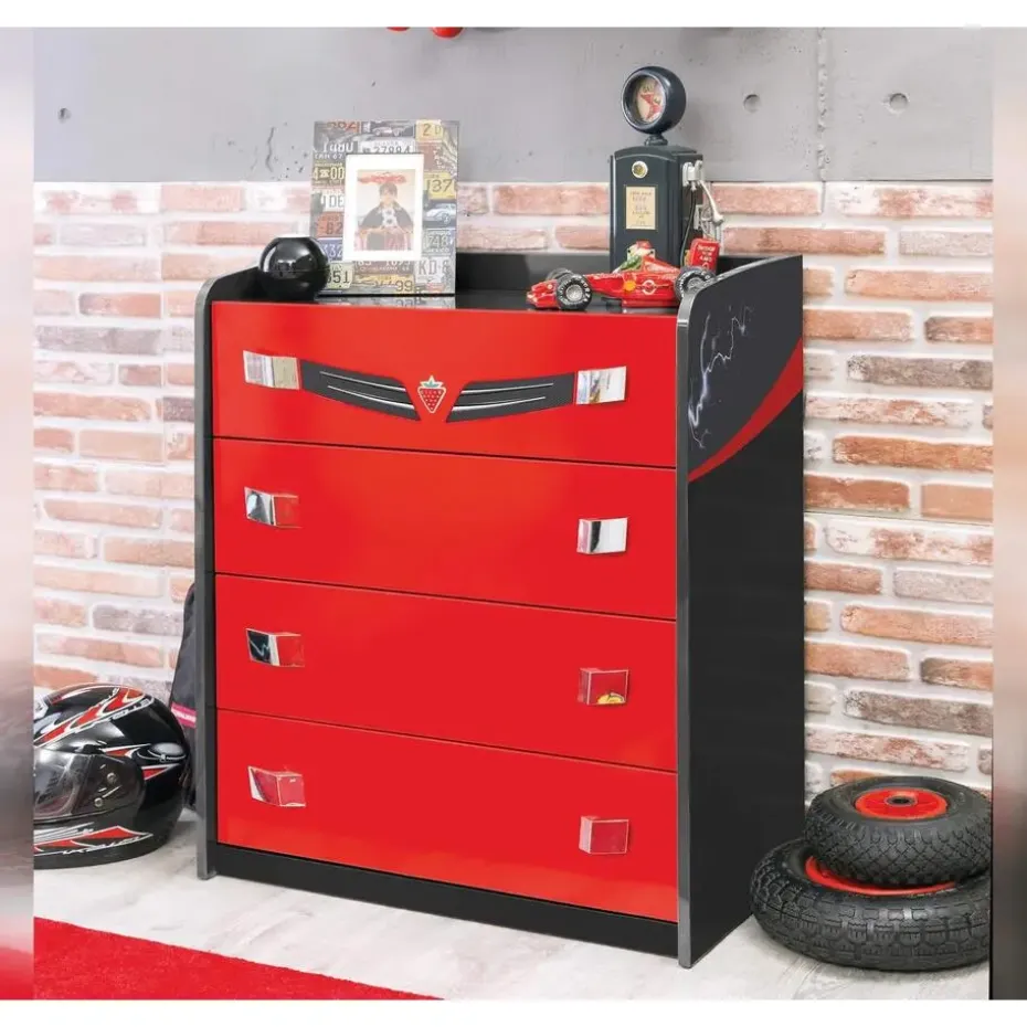 Cilek - Champion Racer - Commode - Kinderladekast - Auto - 42x74x87 cm - Rood