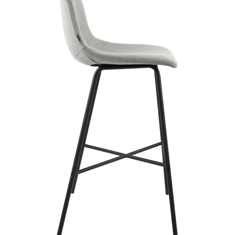 CLP Barkruk Altona zwart Frame - Stof - grijs