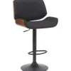 CLP Barkruk Beverley zwart Frame - Stof - walnoot/zwart
