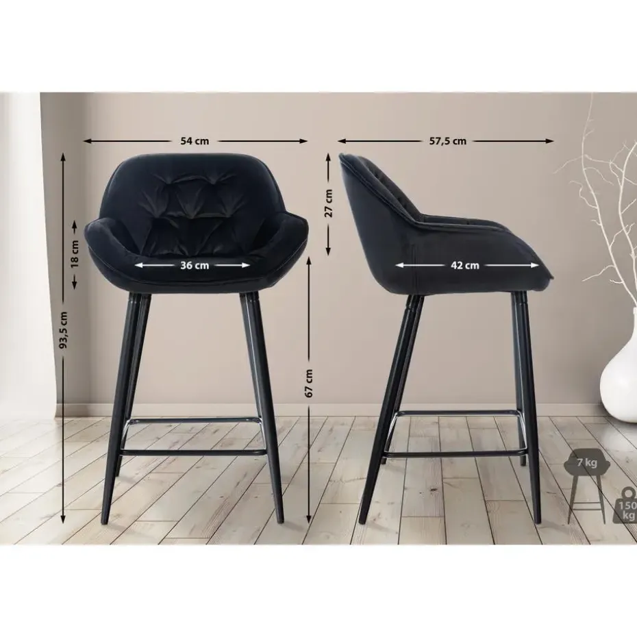CLP Barkruk Gibson Fluweel - zwart