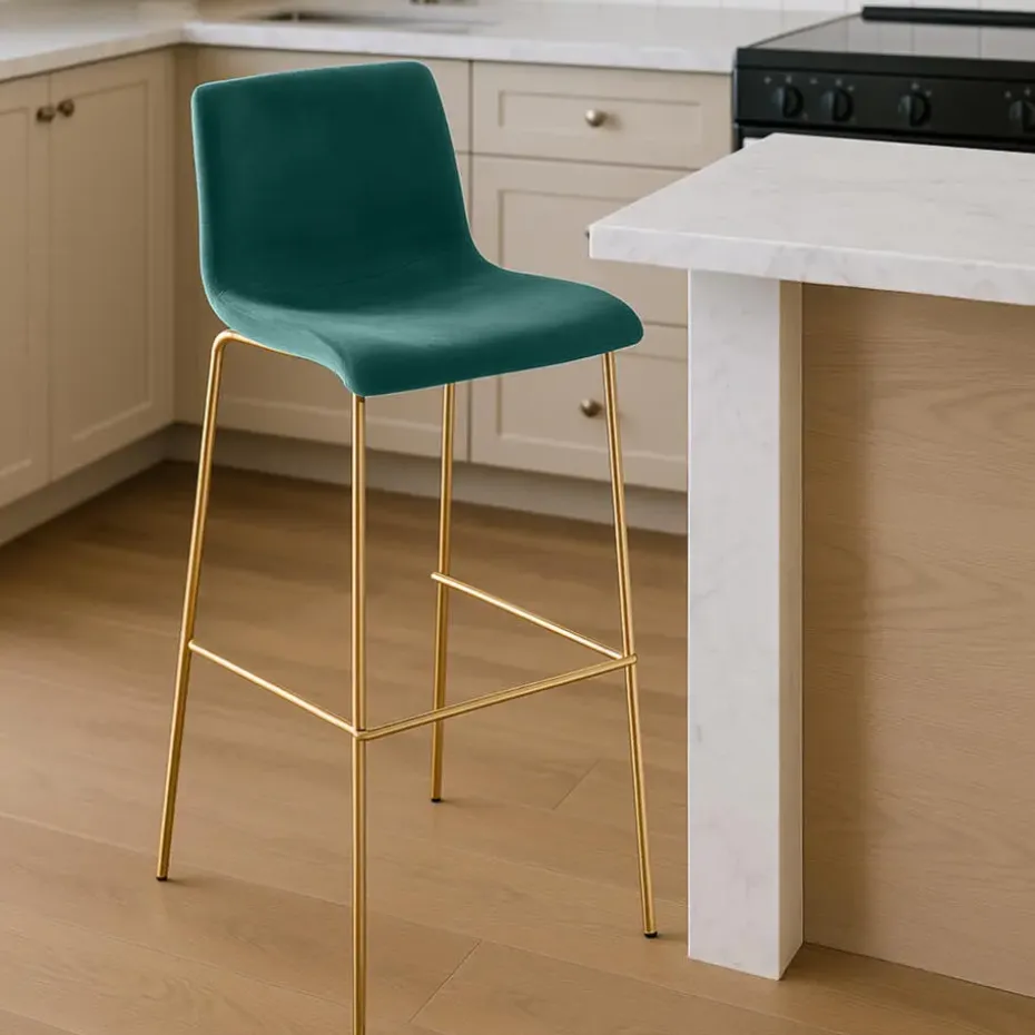 CLP Barkruk Hoover goud Frame - Fluweel - groen