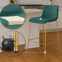 CLP Barkruk Hoover goud Frame - Fluweel - groen