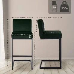 CLP Barkruk Hopewell zwart Frame - Fluweel - groen