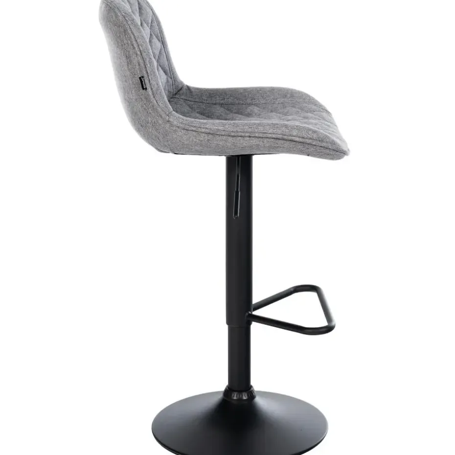 CLP Barkruk Kasson zwart Frame - Stof - grijs