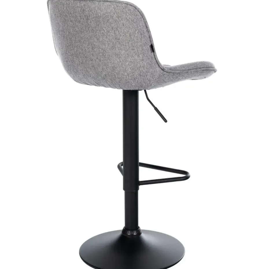 CLP Barkruk Kasson zwart Frame - Stof - grijs
