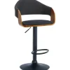 CLP Barkruk Nilse zwart Frame - Stof - walnoot/zwart