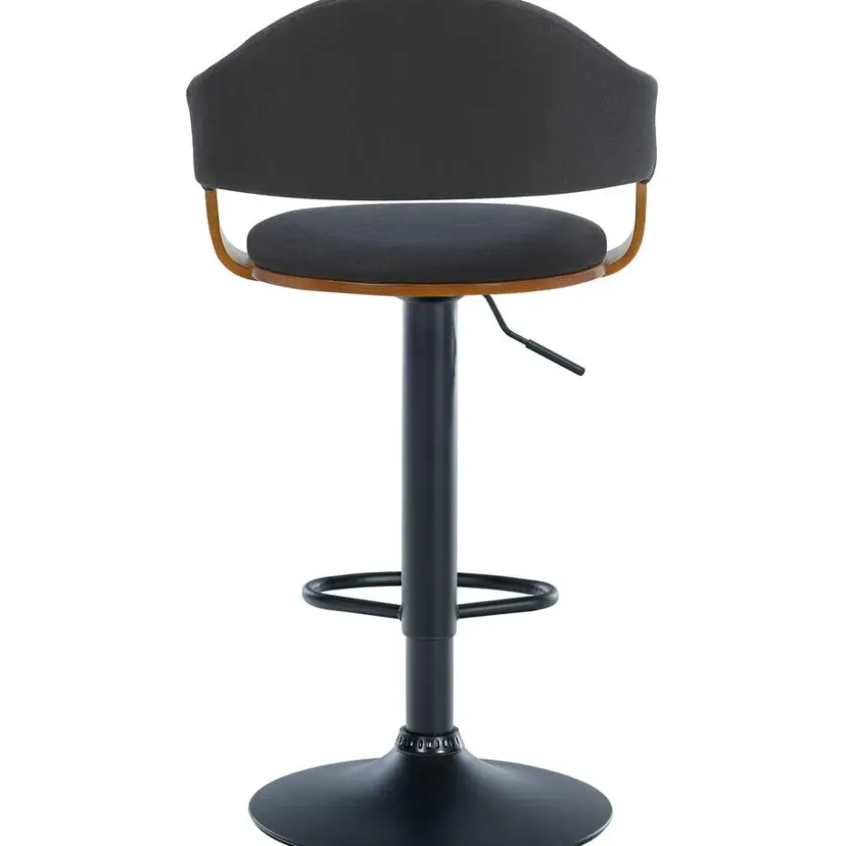 CLP Barkruk Nilse zwart Frame - Stof - walnoot/zwart