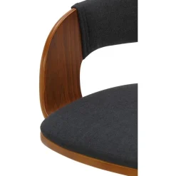 CLP Barkruk Nilse zwart Frame - Stof - walnoot/zwart