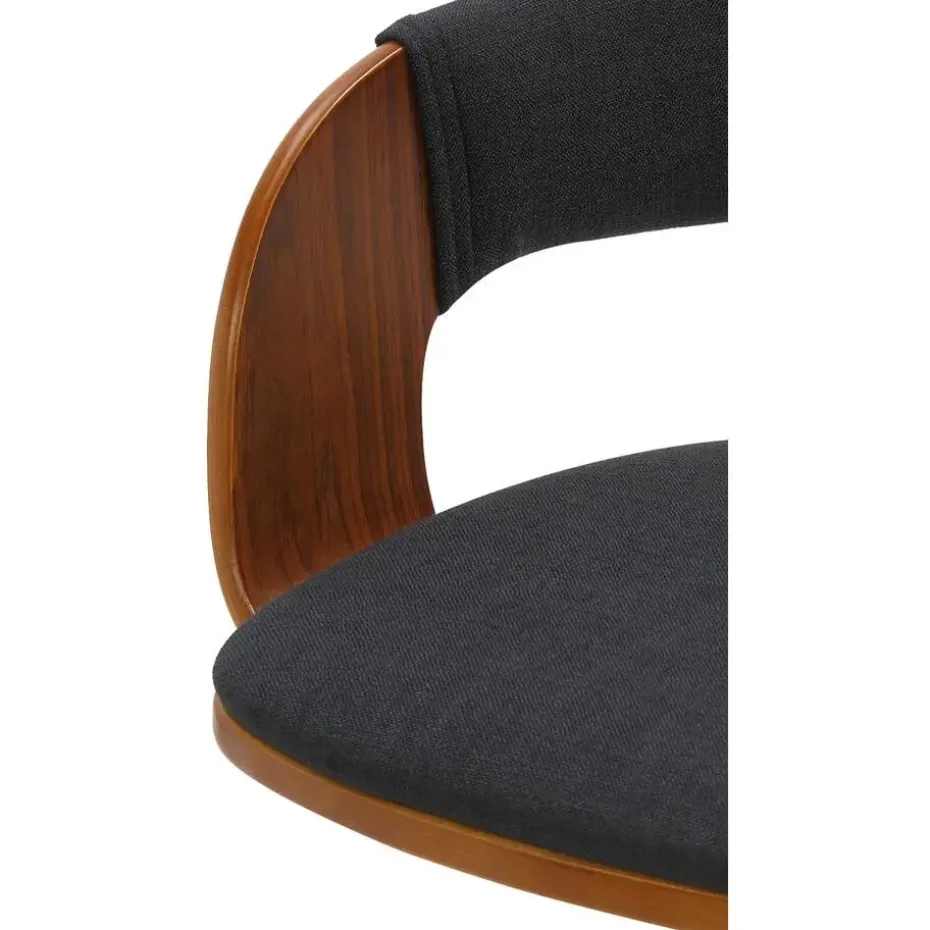CLP Barkruk Nilse zwart Frame - Stof - walnoot/zwart
