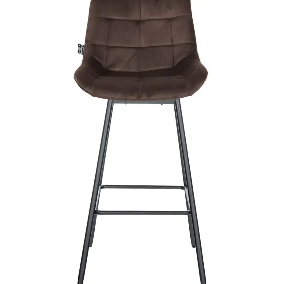 CLP Barkruk Weston zwart Frame - Fluweel - bruin