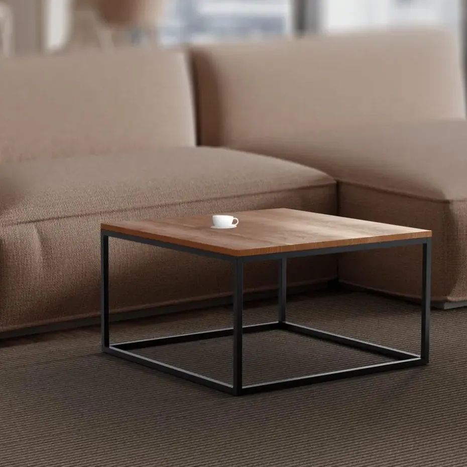 CLP Bijzettafel Manteo mat zwart Frame - Hout - eik