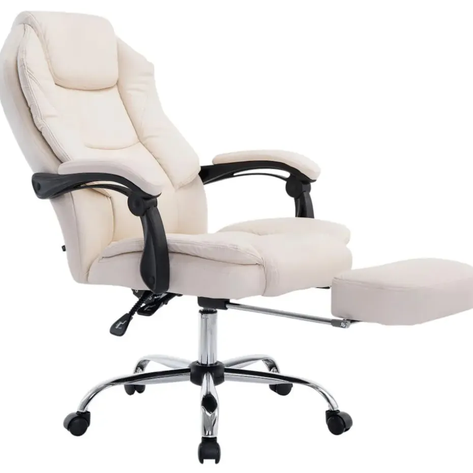 CLP Bureaustoel Castle chroom Frame - Kunstleer - creme