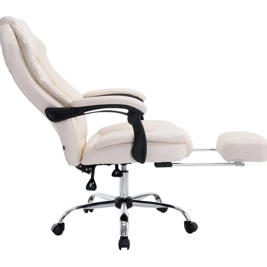 CLP Bureaustoel Castle chroom Frame - Kunstleer - creme