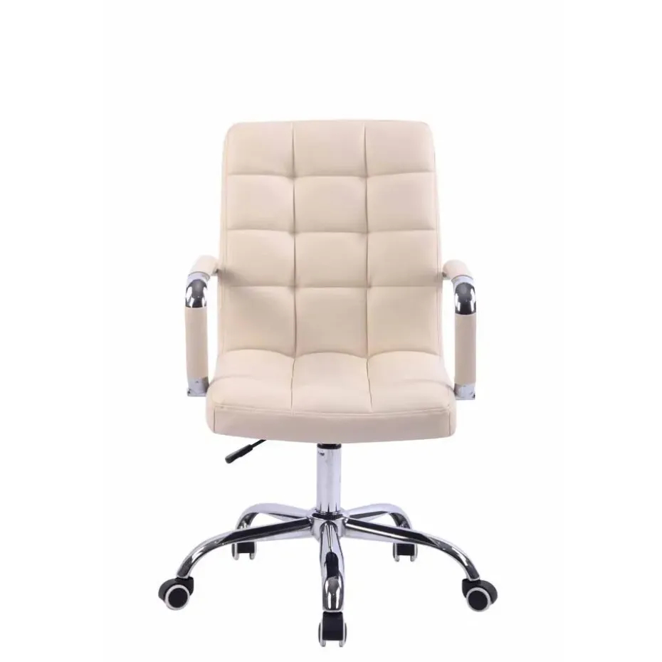 CLP Bureaustoel Deli chroom Frame - Kunstleer - creme
