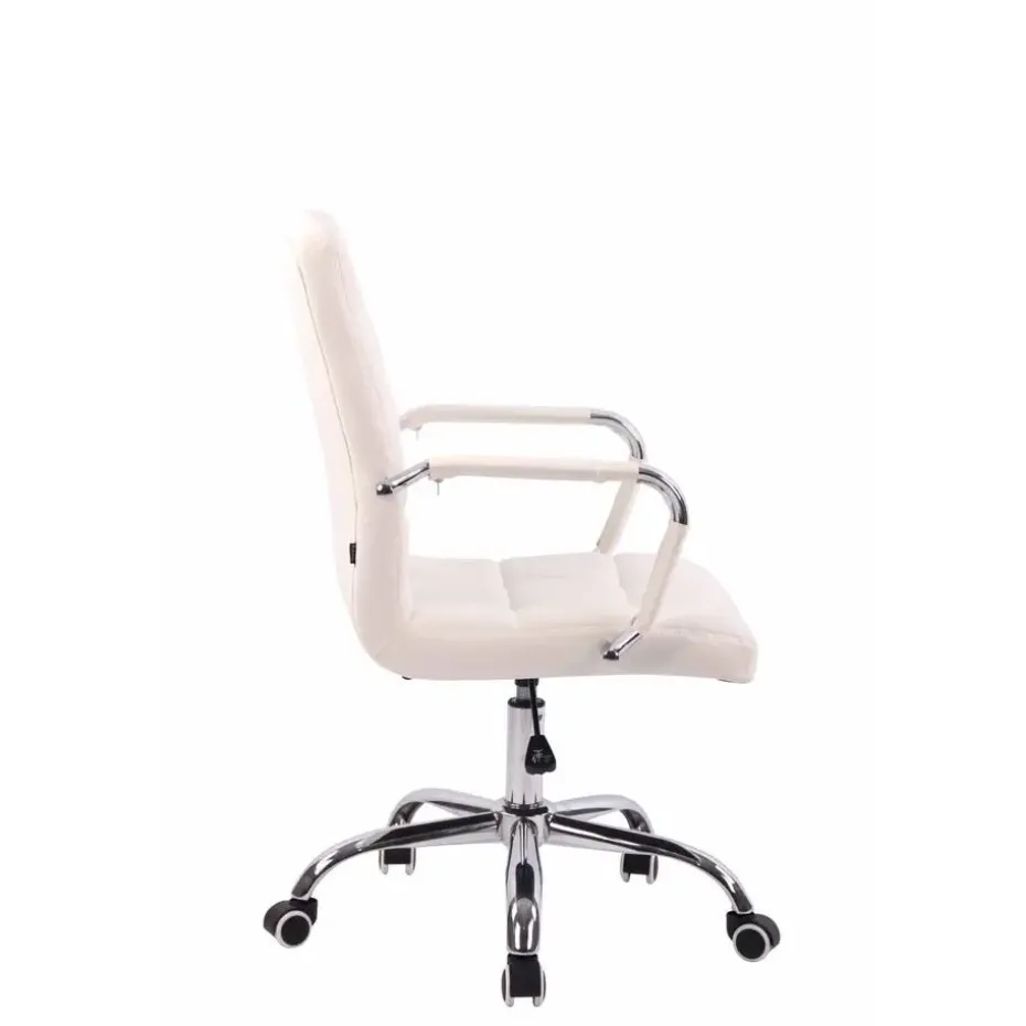 CLP Bureaustoel Deli chroom Frame - Kunstleer - wit
