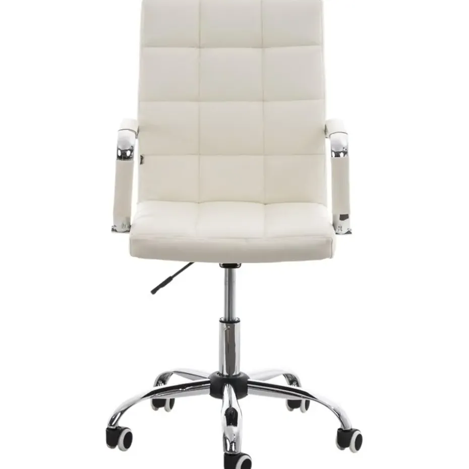 CLP Bureaustoel Deli V2 chroom Frame - Kunstleer - wit