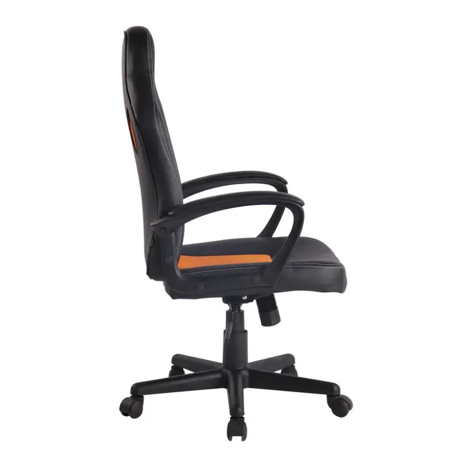 CLP Bureaustoel Elbing zwart Frame - Kunstleer - zwart/oranje