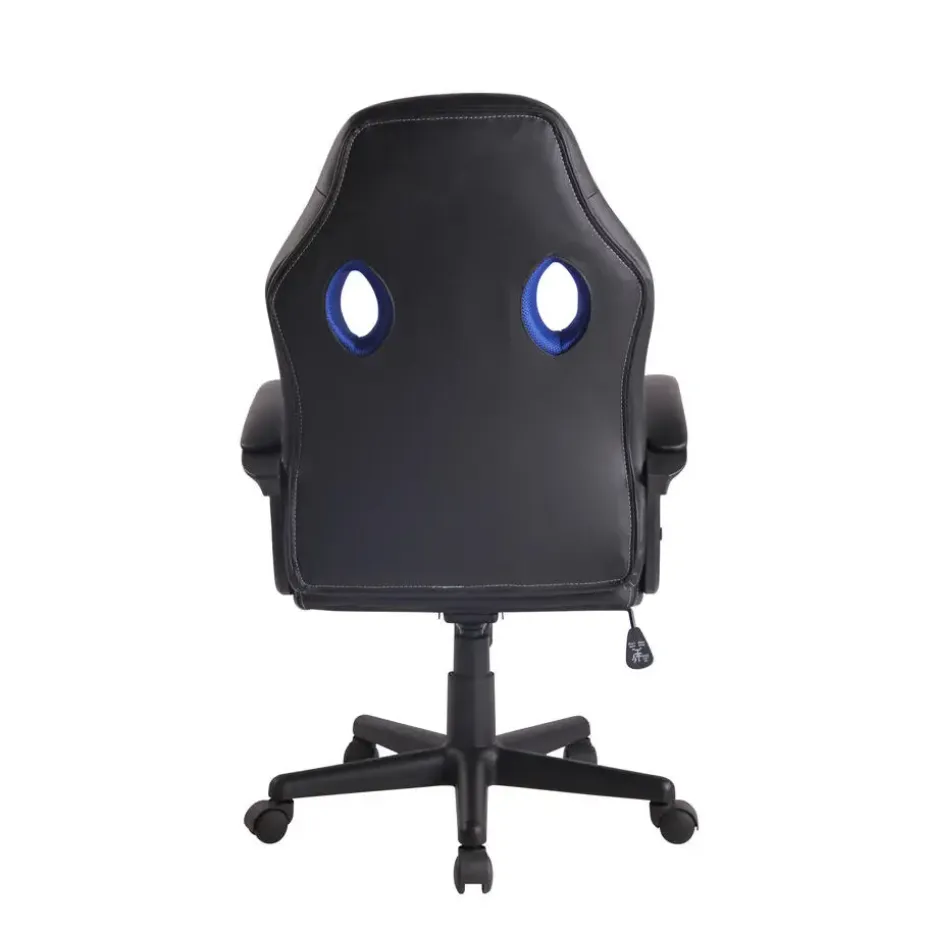 CLP Bureaustoel Elbing zwart Frame - Kunstleer - zwart/blauw