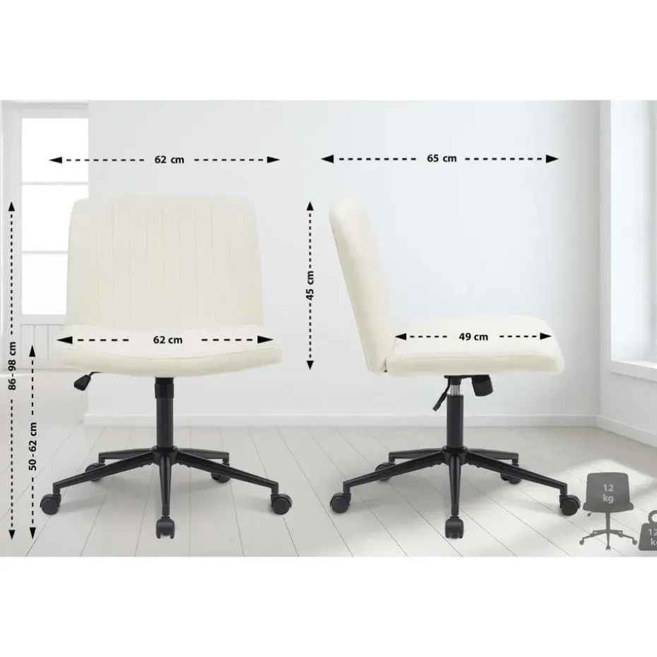 CLP Bureaustoel Kingman zwart Frame - Fluweel - creme