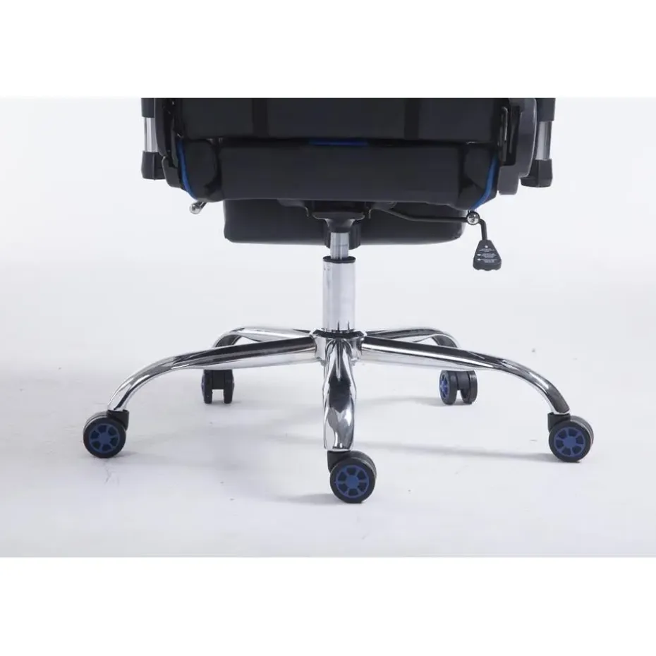 CLP Bureaustoel Limit zwart Frame - Kunstleer - zwart/blauw