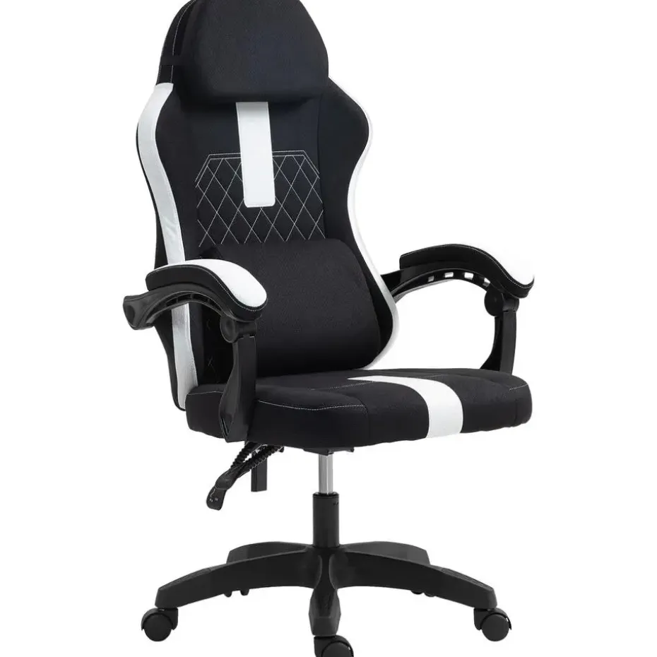 CLP Bureaustoel Miltona zwart Frame - Stof - zwart/wit