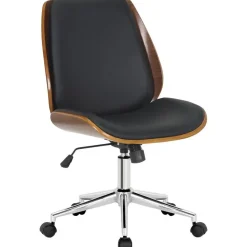CLP Bureaustoel Mitch chroom Frame - Kunstleer (PVC) - walnoot/zwart