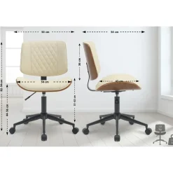 CLP Bureaustoel Plover zwart Frame - Hout - walnoot/creme
