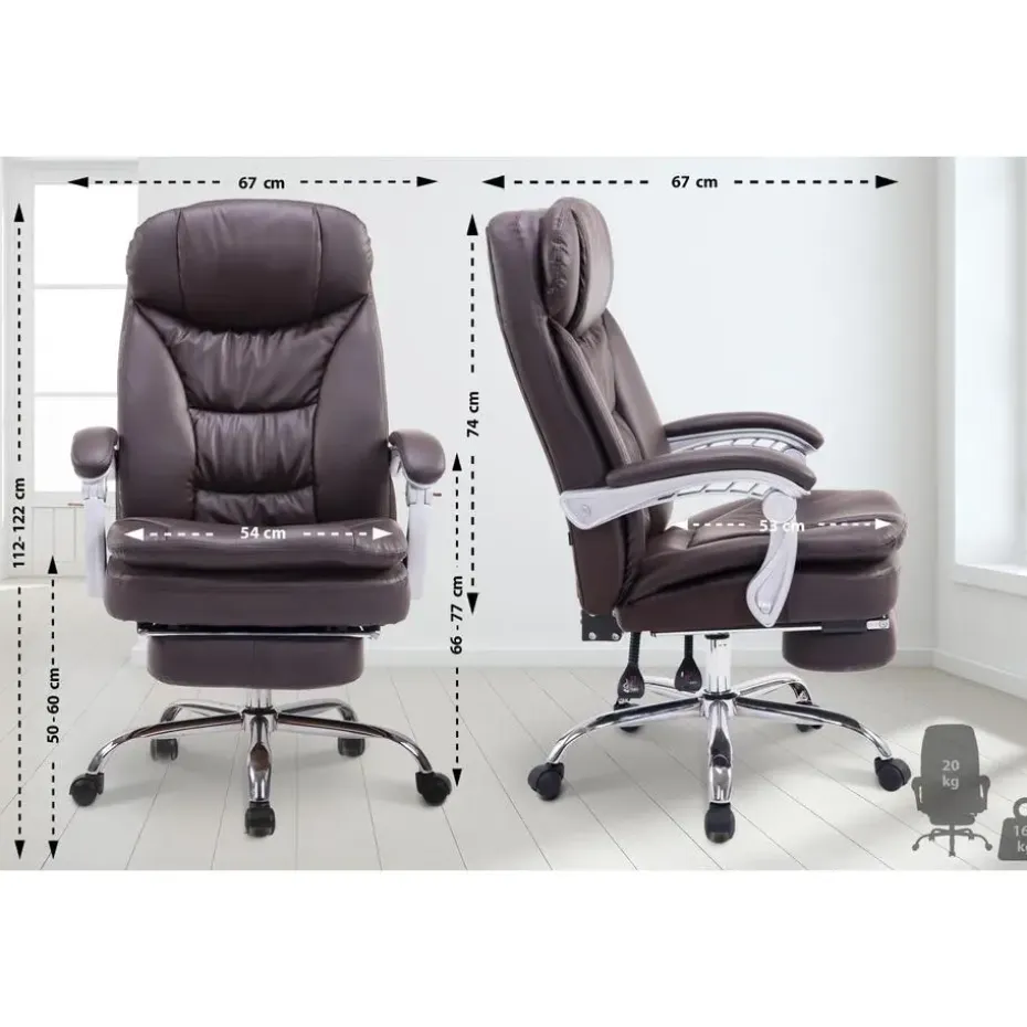 CLP Bureaustoel XL Troy chroom Frame - Kunstleer - bruin
