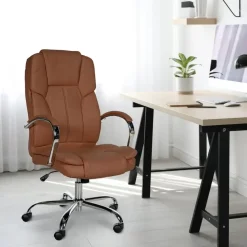 CLP Bureaustoel XXL Xanthos chroom Frame - Kunstleer - licht bruin
