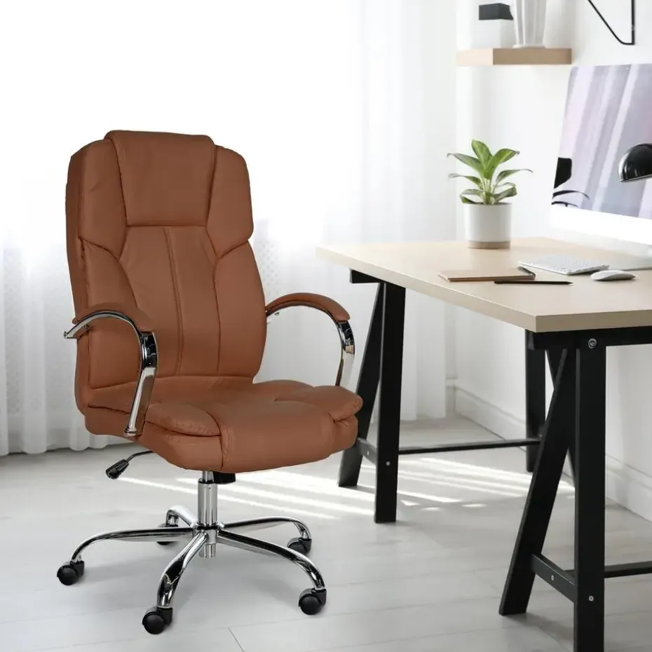 CLP Bureaustoel XXL Xanthos chroom Frame - Kunstleer - licht bruin
