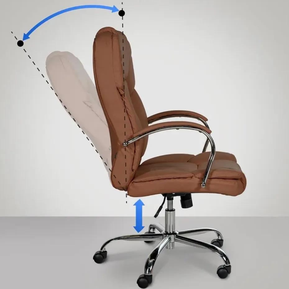 CLP Bureaustoel XXL Xanthos chroom Frame - Kunstleer - licht bruin