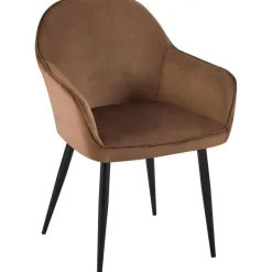 CLP Eetkamerstoel Boise mat zwart Frame - Fluweel - bruin