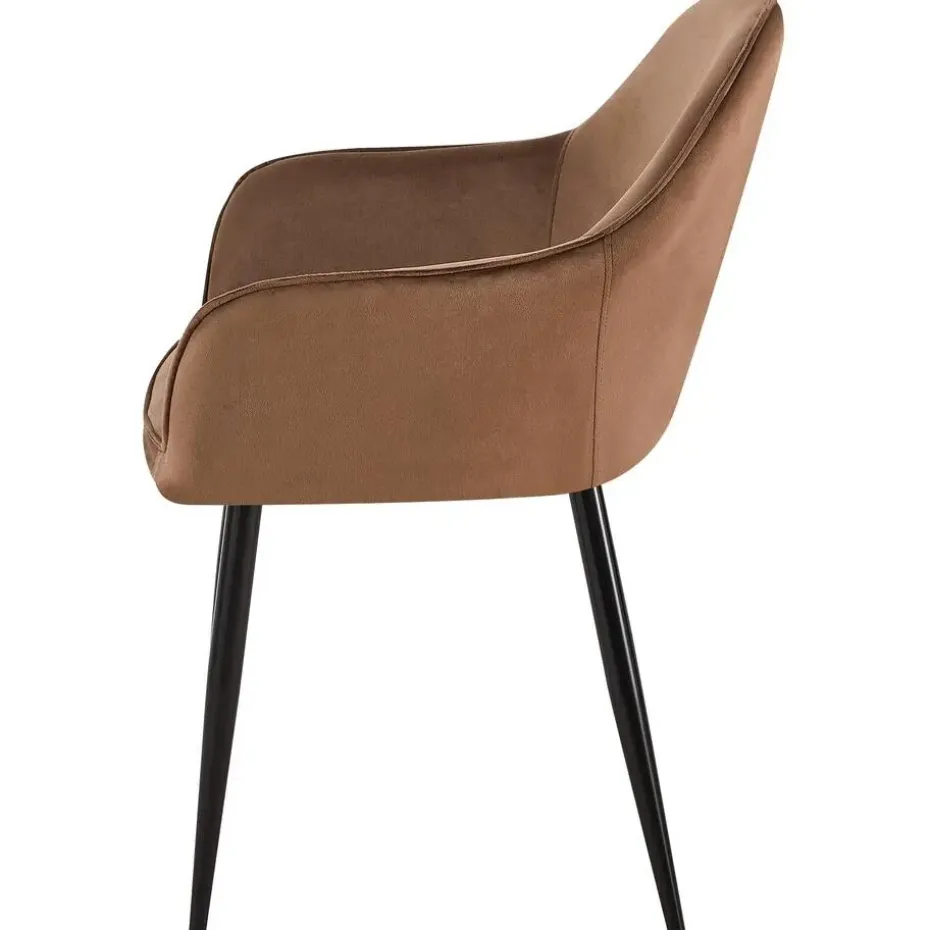 CLP Eetkamerstoel Boise mat zwart Frame - Fluweel - bruin