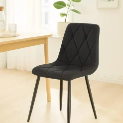 CLP Eetkamerstoel Clairton zwart Frame - Stof - zwart
